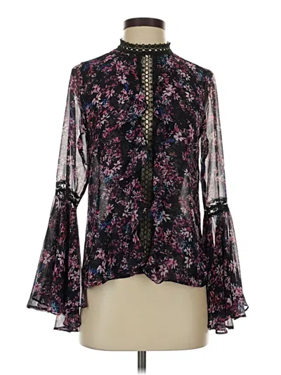Pre-owned Misa Long Sleeve Blouse In Black