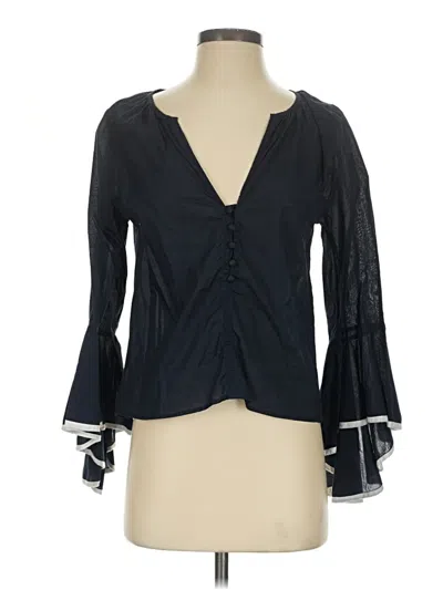 Pre-owned Misa Long Sleeve Blouse In Black