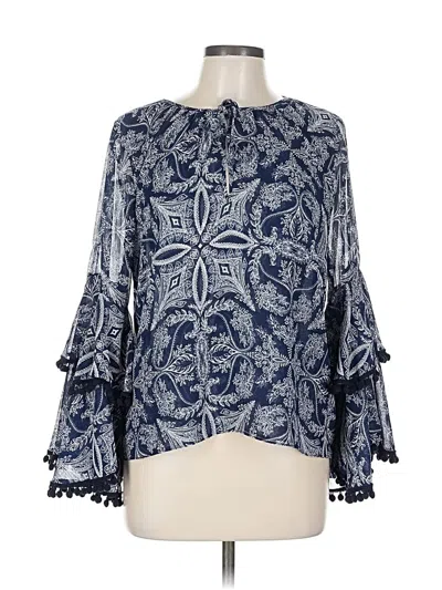Pre-owned Misa Long Sleeve Blouse In Blue