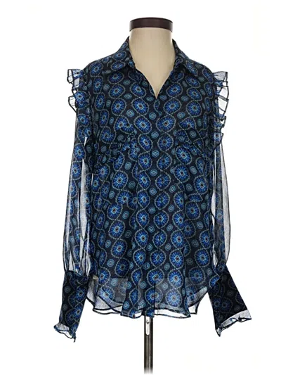 Pre-owned Misa Long Sleeve Blouse In Blue