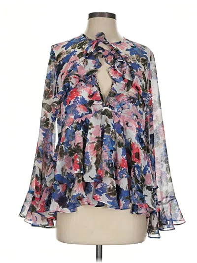 Pre-owned Misa Long Sleeve Blouse In Blue