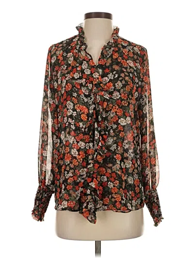 Pre-owned Misa Long Sleeve Blouse In Brown