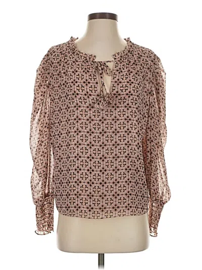 Pre-owned Misa Long Sleeve Blouse In Brown