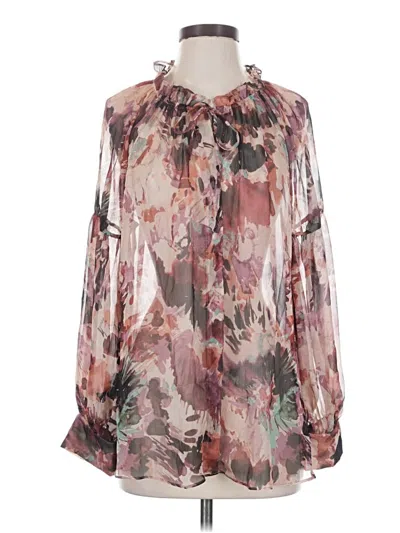 Pre-owned Misa Long Sleeve Blouse In Brown