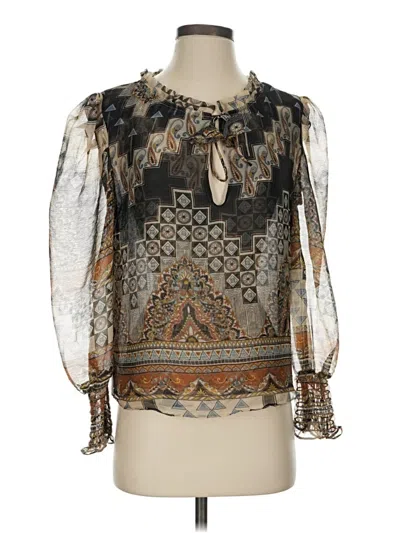 Pre-owned Misa Long Sleeve Blouse In Brown