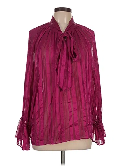 Pre-owned Misa Long Sleeve Blouse In Burgundy