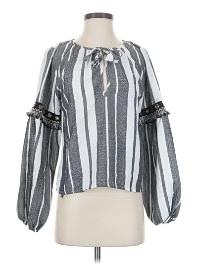 Pre-owned Misa Long Sleeve Blouse In Gray