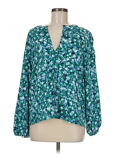 Pre-owned Misa Long Sleeve Blouse In Green