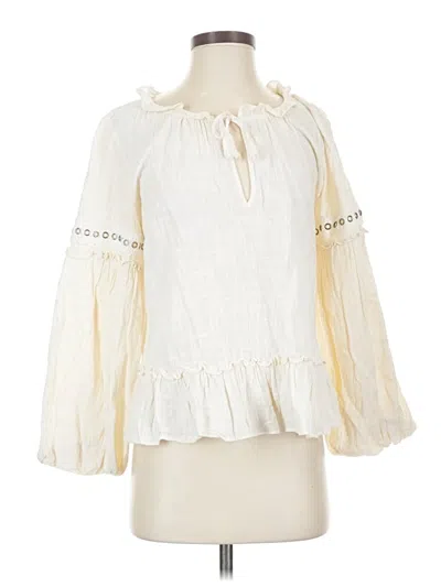 Pre-owned Misa Long Sleeve Blouse In Ivory