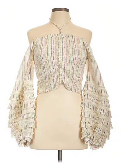 Pre-owned Misa Long Sleeve Blouse In Ivory