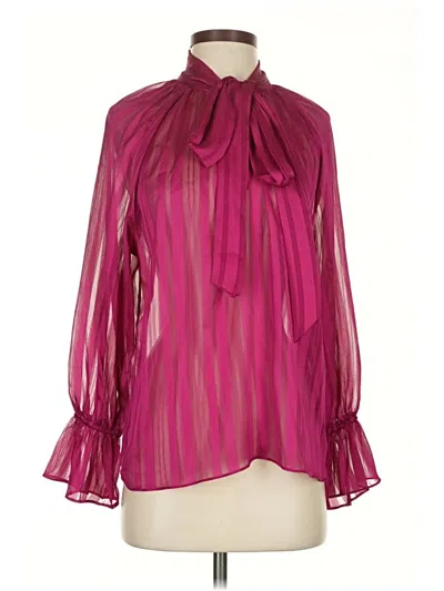 Pre-owned Misa Long Sleeve Blouse In Pink