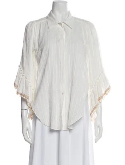 Pre-owned Misa Long Sleeve Blouse W/ Tags In White