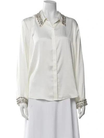 Pre-owned Misa Long Sleeve Blouse W/ Tags In White