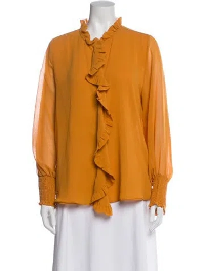 Pre-owned Misa Long Sleeve Blouse In Yellow