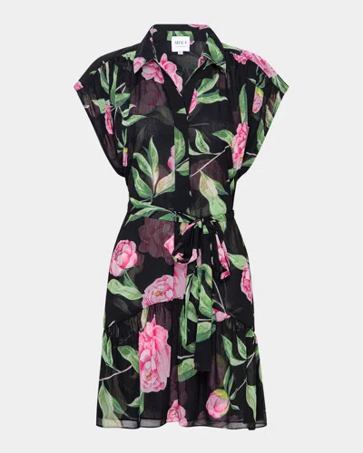 Misa Lora Belted Mini Shirtdress In Pink Peony Lg