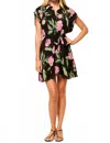 Misa Lora Dress In Pink Peony In Black