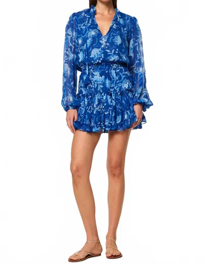 Misa Lorena Dress In Fiji Flora Blue In Multi