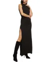 Misa Athena Sleeveless Side-slit Maxi Bodycon Dress In Black