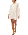 Misa Matias Bell-sleeve Embroidered Cutwork Mini Shirtdress In White