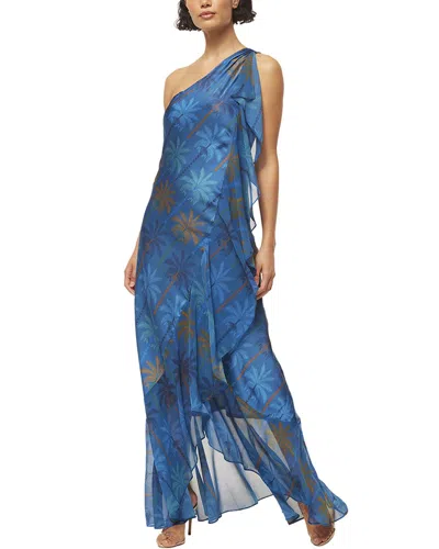 Misa Los Angeles Zephyr Dress In Tinc3-cobalt Palms Mix