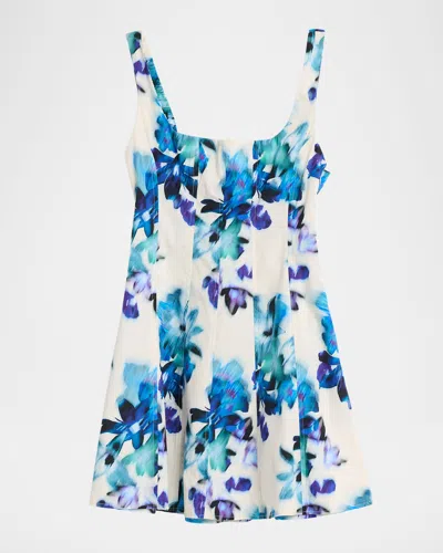 Misa Lottie Blurred Bouquet Mini Dress In Multi
