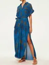 Misa Lou Dress In Cobalt Palms In Multi