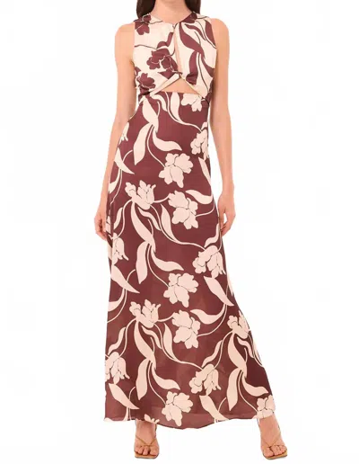 Misa Louanne Maxi Dress In Chocolate Flora In Brown