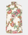Misa Luka Sleeveless Top In Floral Lattice In Green