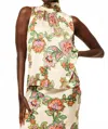 Misa Luka Sleeveless Top In Floral Lattice In Green