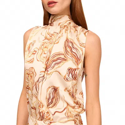 Misa Luka Top In Golden Straw Satin In Brown