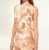 Misa Luka Top In Golden Straw Satin In Multi