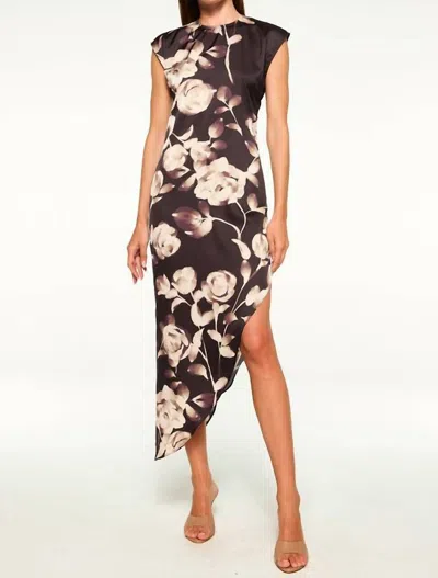 Misa Lydia Dress In Faded Rose Satin In Multi