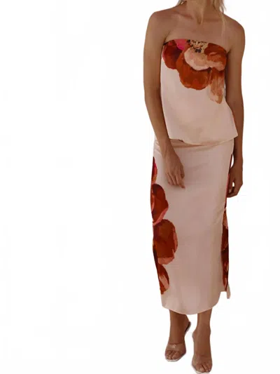 Misa Lyka Strapless Top In Peony Love In Pink