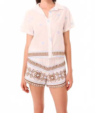 Misa Magda Button-down Top In Embroidered Cotton In Multi