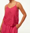 Misa Marcela Top In Pink Eyelet In Multi