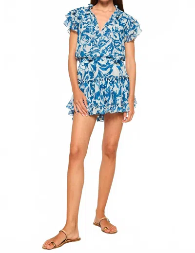 Misa Maria Top In Blue Watercolor Chiffon