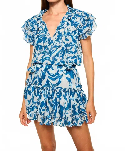 Misa Marion Mini Skirt In Blue Watercolor Mix
