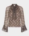 Misa Maris Tie-neck Blouse In Brown