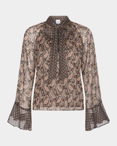 Misa Maris Tie-neck Blouse In Brown