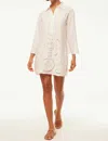 Misa Matias Bell-sleeve Embroidered Cutwork Mini Shirtdress In White