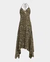 Misa Mattias Mirror Tile Midi Dress In Green