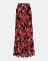 Misa Mavi Floral Chiffon Maxi Skirt In Multi