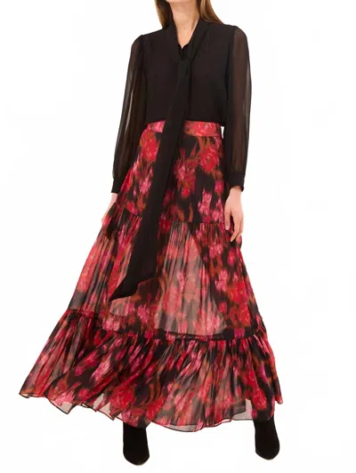 Misa Mavi Maxi Skirt In Blur Flora In Multi