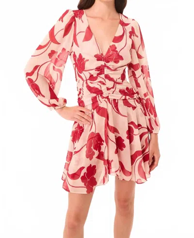 Misa Megan Mini Dress In Cherry Flora In Pink