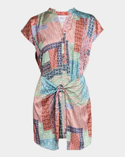 Misa Mika Dress Oasis Patchwork In Blue
