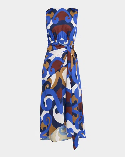 Misa Miles Printed Midi Dress In Aries Refl