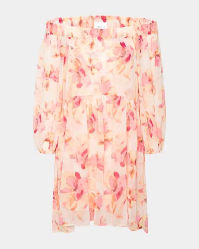 Misa Millie Watercolor Floral Chiffon Dress In Multi