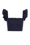 Misa Miya Top In Navy Linen In Blue