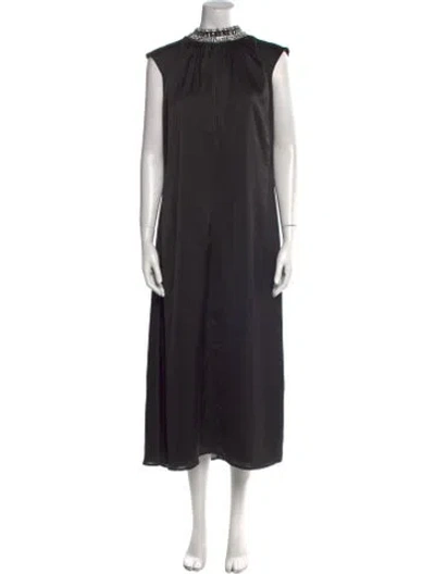 Pre-owned Misa Mock Neck Long Dress In Black