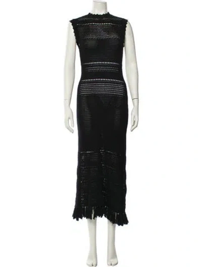 Pre-owned Misa Mock Neck Long Dress In Black